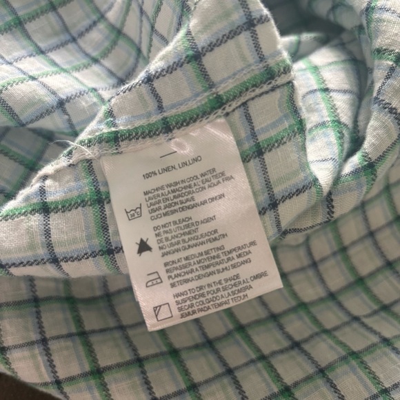 Mens Report Collection Men’s XL Linen Button Down Shirt Blue Plaid Long Sleeve - Picture 5 of 7